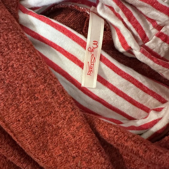 My Story Red Cowl Neck Sweater with Striped Sleeves - Picture 3 of 3